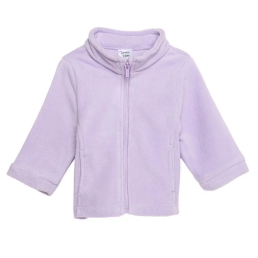 NWT Carter's super soft lavender polar fleece jacket 12mos - Picture 1 of 9